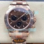 Super Clone QF V10 Gain Weight Rolex Daytona Rose Gold Brown Dial Swiss 4131 Watch 